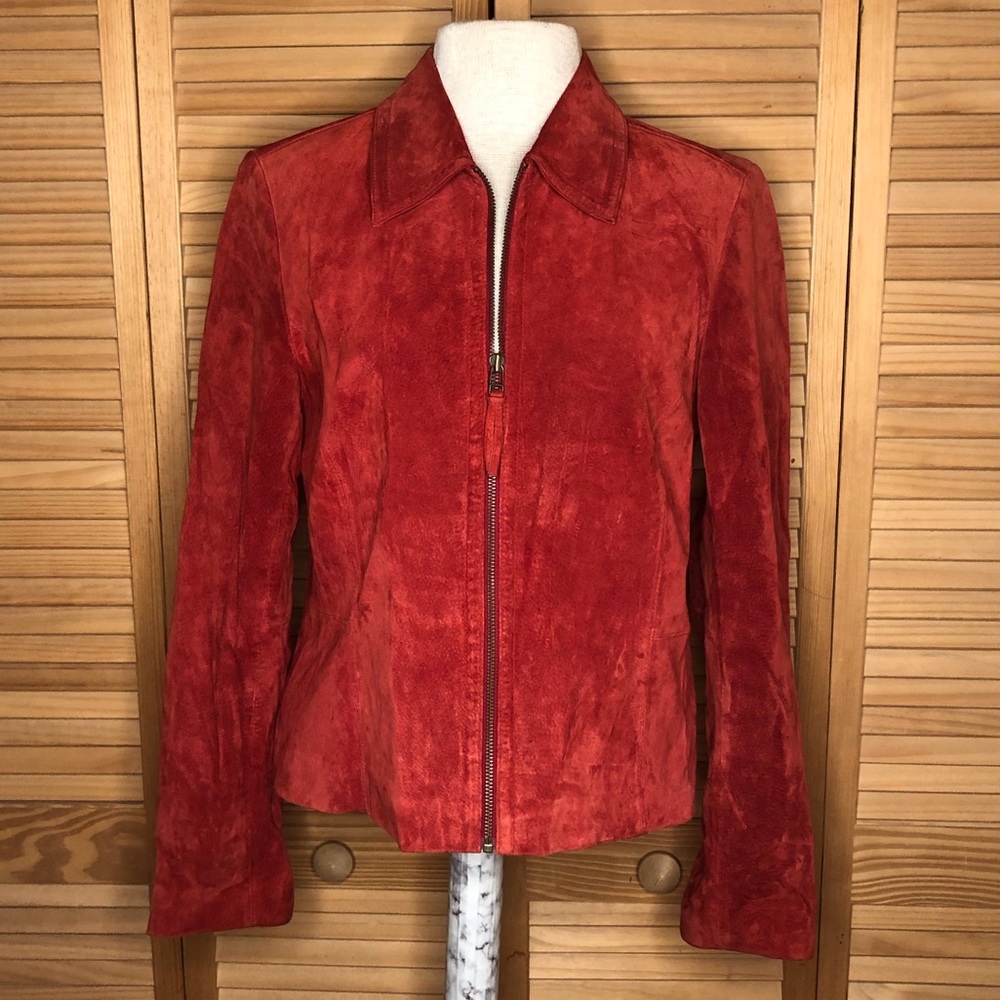 red fall suede full zip Jacket 10